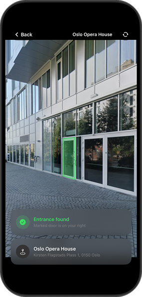 VR camera view showing entrance found at Oslo Opera House